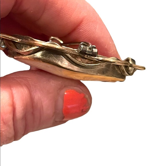 Antique Large 10k Gold Filled Shell Carnelian Shell Dianna Cameo 1850 Victorian - Picture 9 of 15